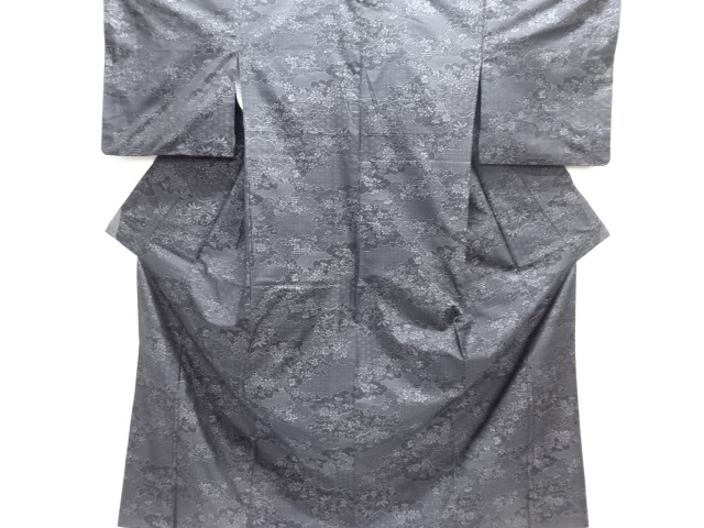 JAPANESE KIMONO / DORO OSHIMA TSUMUGI / WOVEN FLOWER ARABESQUE